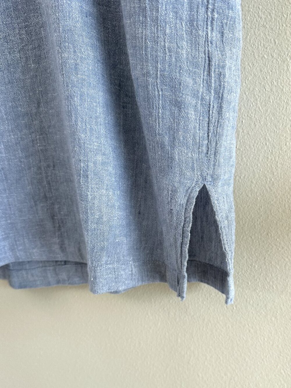 Poetry Linen Blend Crinkle Shift Dress, 10, Blue Minimalist Coastal - Picture 10 of 10